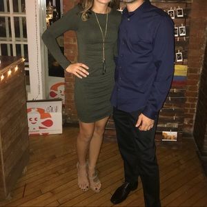 Express ruched green dress